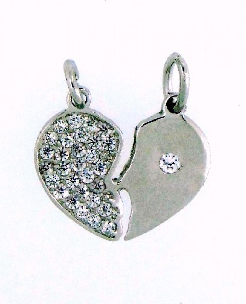Ciondolo in argento 925%° cuore di zirconi P-2319